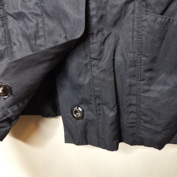 T Tahari Black Crinkle Metallic Jacket Snap Button Pockets - Picture 6 of 11